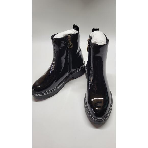 River Island Wide Fit Patent Chunky Chelsea Boot in Black Size 6 - Picture 9 of 11
